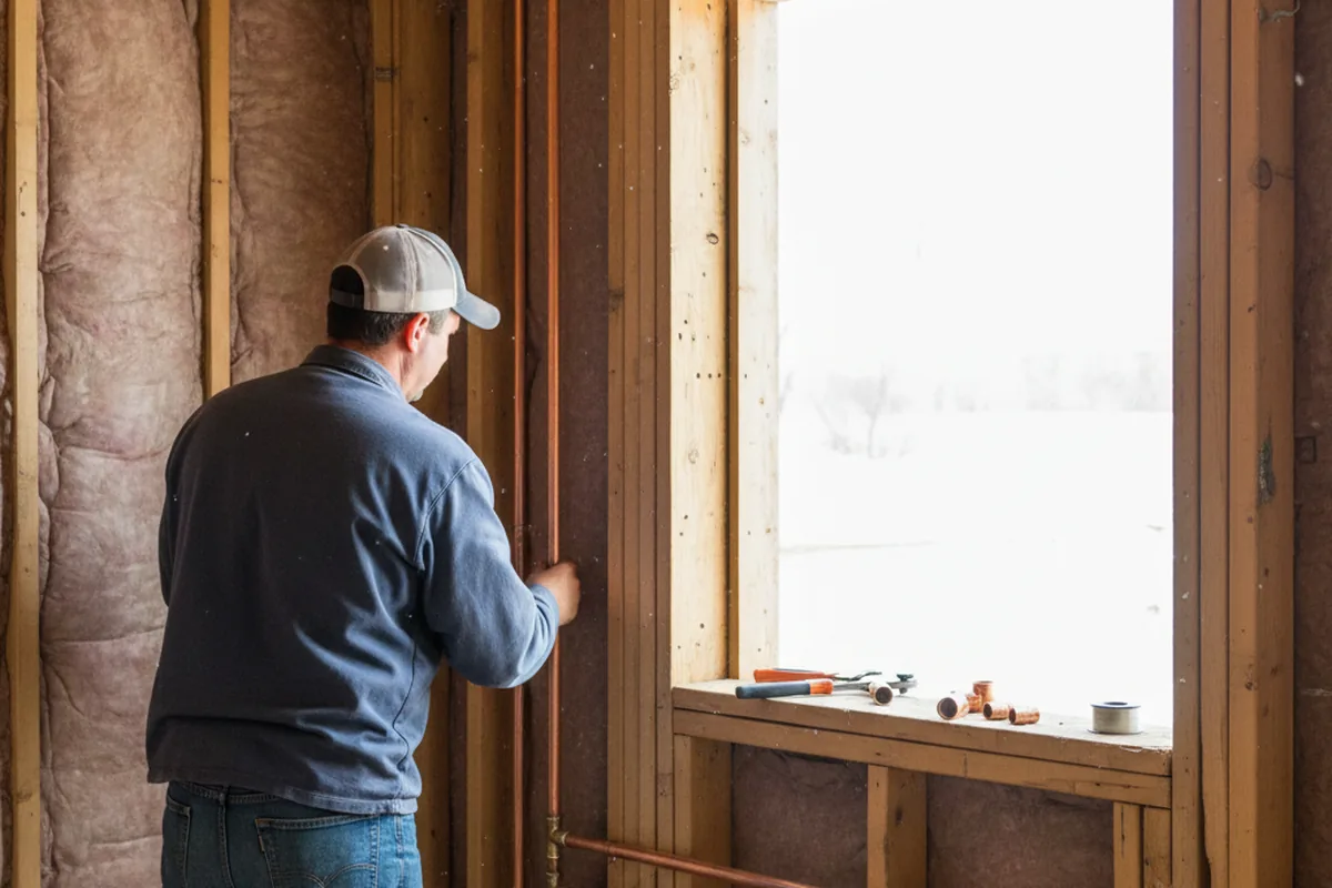 Licensed plumber running new copper supply lines in a Prairie Lea home